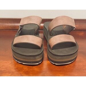 Cobian Vira Rise Womens 8 Slides Brown Platform Comfort Sandal Double Strap